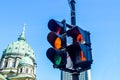 Orange color on the traffic light Royalty Free Stock Photo