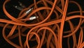 Orange colored audio cables. Royalty Free Stock Photo