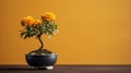 Marigold Bonsai Tree: Minimalist German Pilsner Inspired Desktop Wallpaper