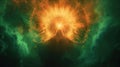 Orange colored light and green colored light in a radial burst of holy godly halo lights Royalty Free Stock Photo