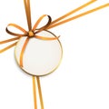 orange colored ribbon bow with hang tag Royalty Free Stock Photo