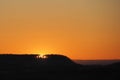 Orange colored sunset at the Swabian Alb, Germany