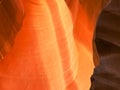 An orange colored wall in upper antelope canyon Royalty Free Stock Photo