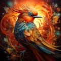 Orange colorful bird, Cotinga, on the rock  Made With Generative AI illustration Royalty Free Stock Photo