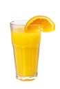 Orange colorful juice in glass isolated on white Royalty Free Stock Photo