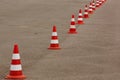 Orange cones set up to direct traffic Royalty Free Stock Photo