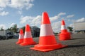 Orange cones in a urban environment Royalty Free Stock Photo