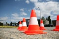 Orange cones in a urban environment Royalty Free Stock Photo