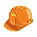 Orange construction helmet icon, cartoon style