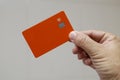 Orange contactless credit card. Digital payment system