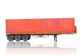 Orange container stack on cargo trailer truck
