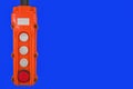 Orange control panel on a blue isolated background