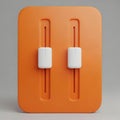 Orange control panel with two vertical sliders isolated on white background Royalty Free Stock Photo