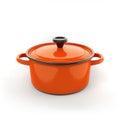 Shiny Orange Cooking Pot with Lid, Perfect for Kitchen Photography Royalty Free Stock Photo
