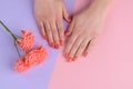 Orange coral nails and lisianthus