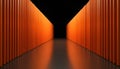 Orange corridor with vertical lines and a reflective floor Royalty Free Stock Photo