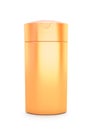 Orange cosmetic packaging, plastic shampoo or shower gel bottle