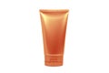 Orange cosmetic tube with transparent cap isolated and clipping path Royalty Free Stock Photo