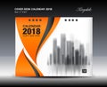 Orange Cover Desk Calendar 2018 Design, flyer template, ads Royalty Free Stock Photo