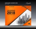 Orange Cover Desk Calendar 2018 Design, flyer template, ads Royalty Free Stock Photo