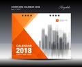Orange Cover Desk Calendar 2018 Design, flyer template, ads Royalty Free Stock Photo