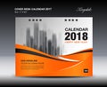 Orange Cover Desk Calendar 2018 Design, flyer template, ads Royalty Free Stock Photo