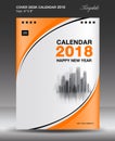 Orange Cover Desk calendar 2018 year Layout template vector, Size 6x8 inch vertical Royalty Free Stock Photo