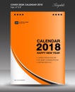 Orange Cover Desk calendar 2018 year Layout template vector, Size 6x8 inch vertical