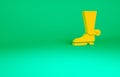 Orange Cowboy boot icon isolated on green background. Minimalism concept. 3d illustration 3D render