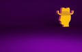 Orange Cowboy icon isolated on purple background. Minimalism concept. 3d illustration 3D render