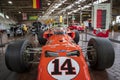 An orange 1970 Coyote at Lane Motor Museum with the largest collection of vintage European cars, motorcycles and bicycles