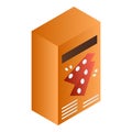 Orange cracker box icon, isometric style