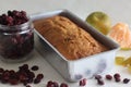 Orange cranberry bread. An orange flavoured quick bread with dried cranberries. A perfect accompaniment to coffee Royalty Free Stock Photo