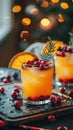 Orange cranberry fizzy cocktail in a glass. Homemade mocktail Royalty Free Stock Photo