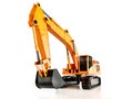 Orange crawler excavator on white background