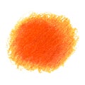 Orange crayon scribble texture stain isolated on white background