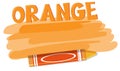 A orange crayon on white background