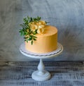 Orange Cream cheese cake with roses and pistachio Royalty Free Stock Photo