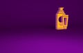 Orange Cream or lotion cosmetic tube icon isolated on purple background. Body care products for men. Minimalism concept