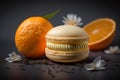 orange cream macaron with a crispy outer shell Generative AI