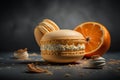 orange cream macaron with a crispy outer shell Generative AI