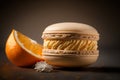 orange cream macaron with a crispy outer shell Generative AI