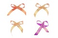 Orange cream and purple with striped gold ribbons isolated