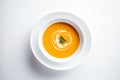 Orange Cream Soup in a White Dish. Generative AI