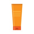 Orange cream tube. Plastic jar for cosmetics. Flat style.