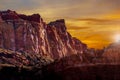 Orange crimson sunset at Capitol Reef National Park. Royalty Free Stock Photo