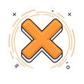 Orange Cross Symbol Illustration with Abstract Background Elements Cancel Icon Graphic Royalty Free Stock Photo