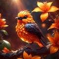 Orange crystal little bird