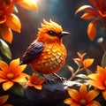 Orange crystal little bird