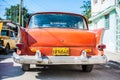 Orange Cuban Car from the Rear Royalty Free Stock Photo